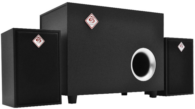 三件式木質重低音喇叭 (USB/2.1聲道), 黑色
