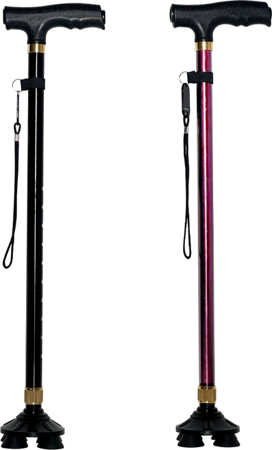 다온 어르신 지팡이 초경량 알루미늄 4발 높이 조절 고급형, 블랙, 1개