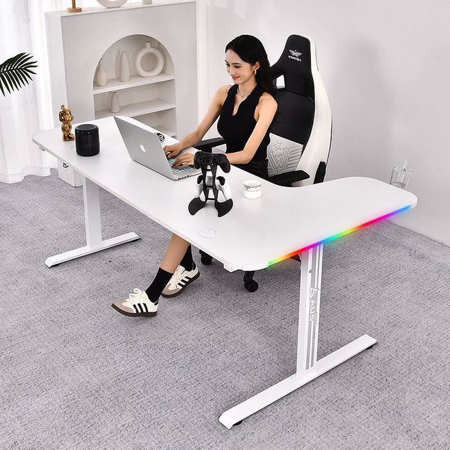 아우스 위너렉스 LS 코너형 책상 올인원 컴퓨터책상 게이밍책상 사무용책상 좌 우 선택가능 1400 1600 1800, RGB형(화이트)-좌측