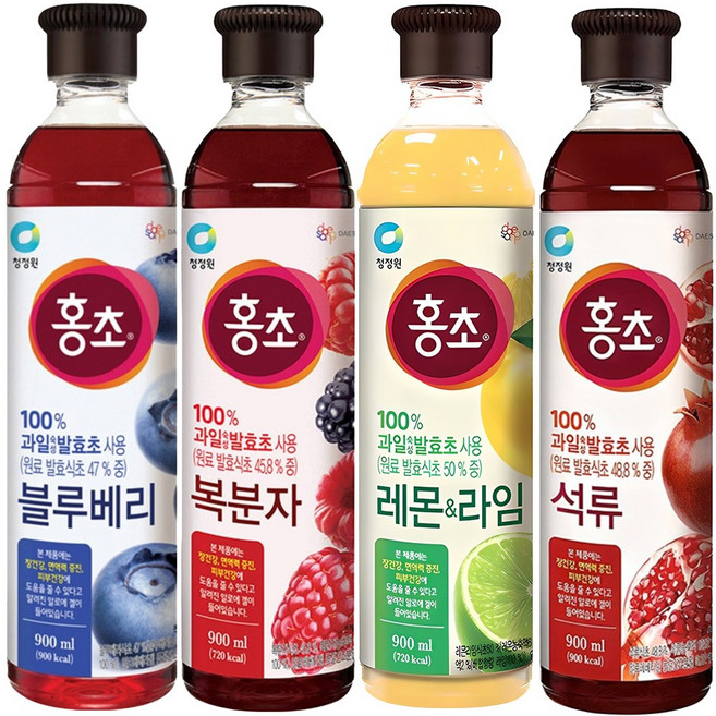 청정원 홍초 블루베리 + 복분자 + 레몬라임 + 석류, 1세트, 3.6L