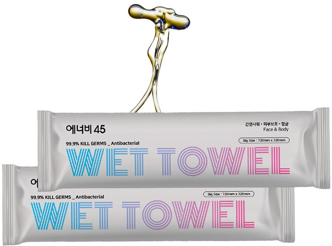 에너비45 간편하게 한장샤워 일회용 쿨링 바디 웻타월 샤워 티슈, 중형(650x320mm), 10개