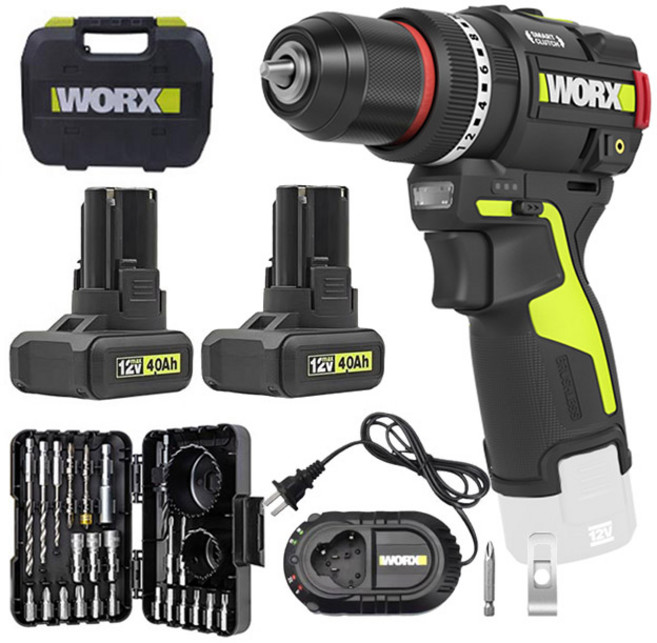 웍스 WU135T 4.0듀얼패키지 해머드릴 12V 스마트클러치 충전 드릴 드라이버 WORX 너구리해외쇼핑