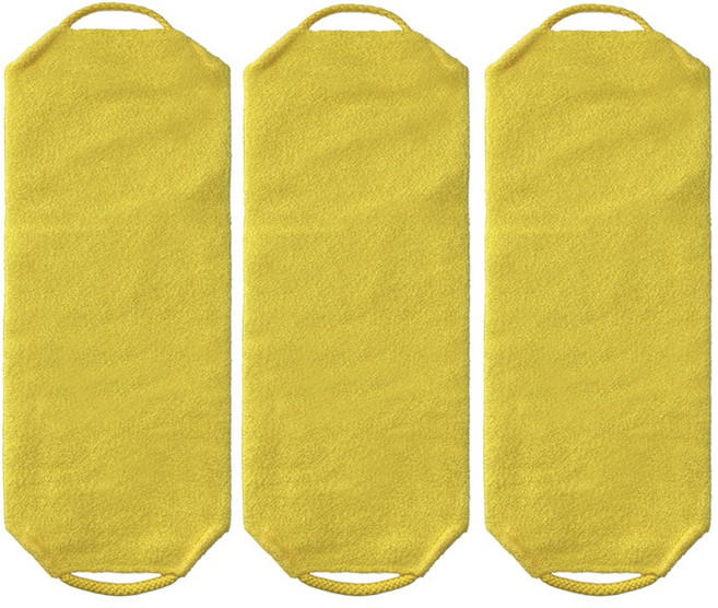 믹스어블 대나무 등밀이 양손잡이 긴때밀이 샤워타월 3장 1세트, 옐로우, 1개입, 3개