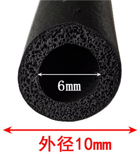 EPDM 고무 폼 천공 O-링 중공 튜브 원형 방음 스폰지 스트립 충격 씰링 흡수, OD10mmxID6mm, 3M, 1개
