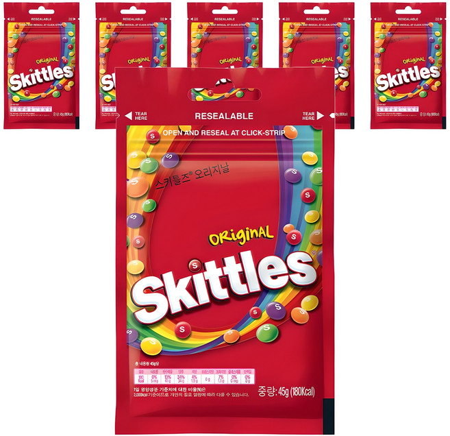 스키틀즈 오리지널 프룻츠향, 45g, 6개