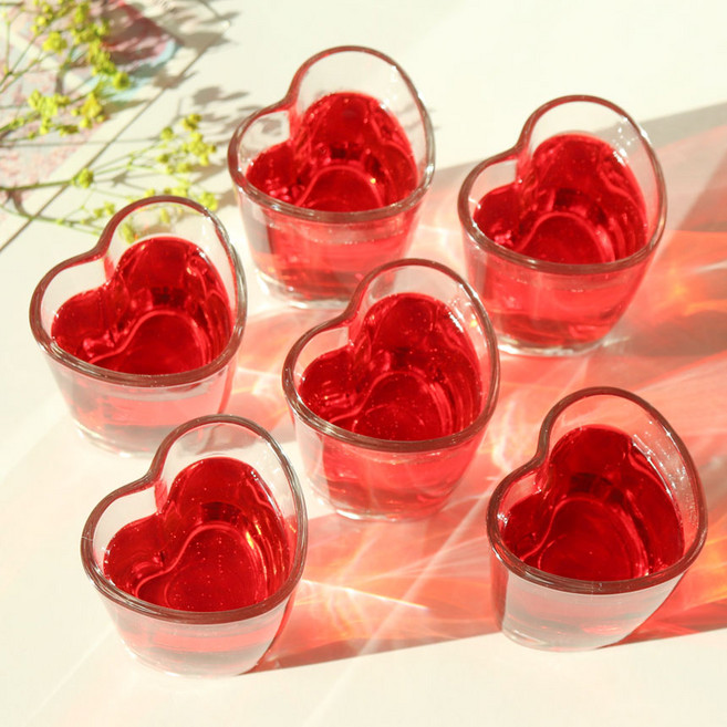 [쿡차 하트 소주잔] 예쁜 집들이 커플 술잔 세트 특이한 이쁜 유리컵 선물, 6개, 투명