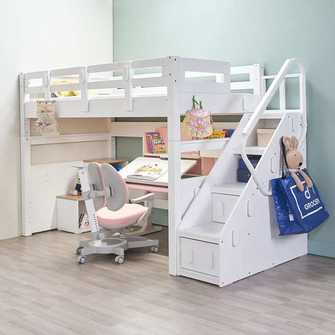 [에보니아] 하이디 원목 슈퍼싱글 벙커침대 (매트리스 옵션선택), 매트제외_화이트워시