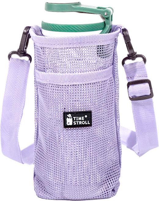 메쉬 포켓 물병가방 휴대용 텀블러 크로스백, 1개, 바이올렛