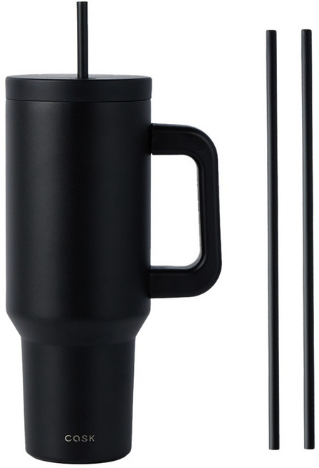 캐스크 대용량 손잡이 텀블러, 1세트, 1180ml, 블랙