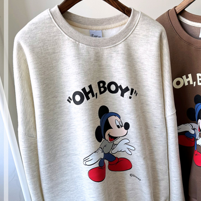 디즈니 오보이미키 기모 맨투맨 정품 유니섹스 오버핏