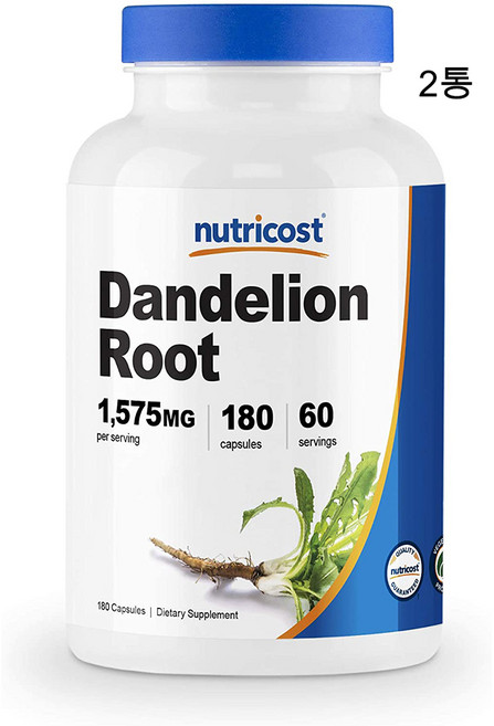 뉴트리코스트 민들레 뿌리 Dandelion Root 525mg 180캡슐 2통, 180정, 2개