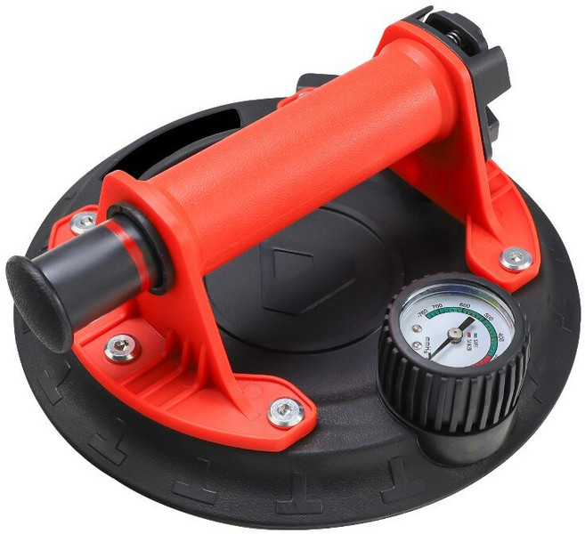 HERZO 초강력 진공 흡착판 산업용 고급형 유리 타일 운반용 리프트 핸들 게이지 장착형, 1개