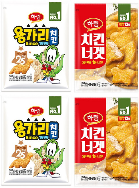하림 용가리치킨300g 2봉+치킨너겟300g 2봉, 1세트, 300g