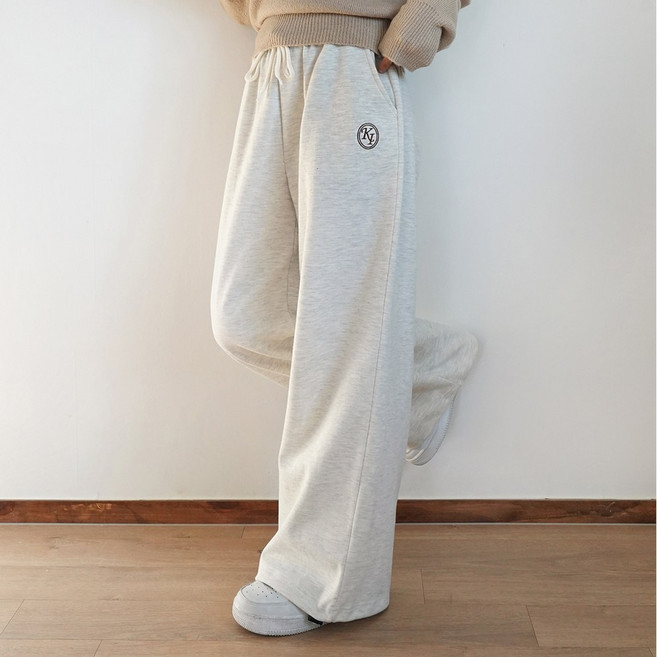 [키140/키150/키160] [자체제작] 키키코 자수스트링와이드팬츠 투웨이 여성 키작녀 중학생 트레이닝 바지 봄 가을