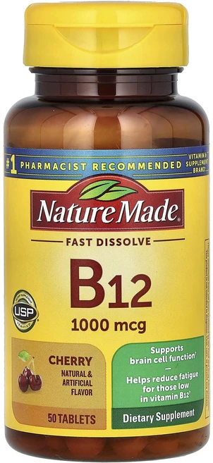 Nature Made B-12 설하 체리 1000mcg 50정, NatureMadeB12설하체리1000mcg50정, 1개 - 쿠팡