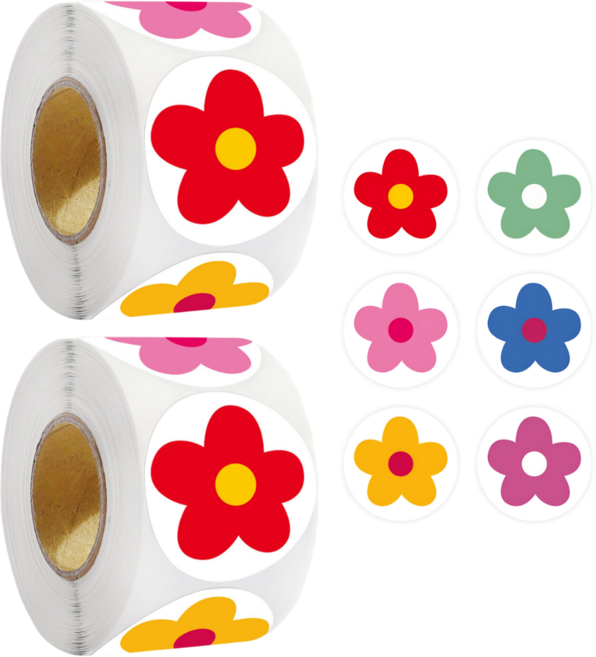 1+1 2롤세트 꽃잎 플라워 스티커 1000매입, 1세트, 혼합(717-2) 1000PCS