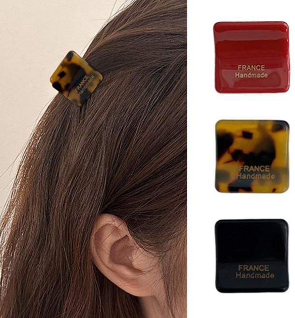 티큐 심플 앞머리 옆머리 미니 스퀘어 마블 프랑스핀 헤어 집게핀 3종 세트 H281S