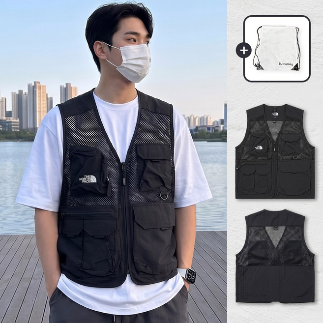 노스페이스 메쉬 조끼 VT 베스티 GP 말라 CG 낚시 등산 베스트 + 다용도 가방 세트