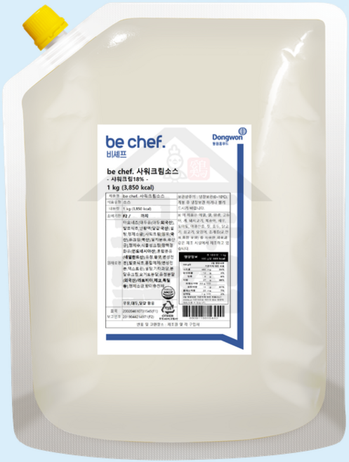 동원홈푸드 비셰프 샤워크림소스 1kg 튀김류 새콤 디핑소스 사우어 샤우어 사워, 1개