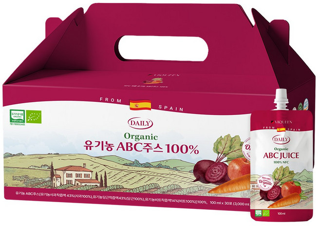 바이퀸 유기농 ABC주스 100% NFC착즙주스, 30개, 100ml