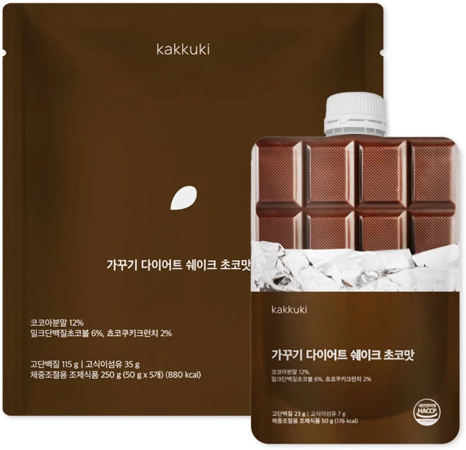 가꾸기 다이어트 단백질 쉐이크 (초코맛) 1팩 5개입 식단 맛있는 식사대용 파우치 체조식, 250g, 1세트 - 쿠팡