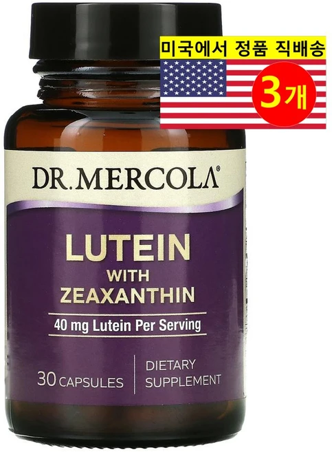 Dr. Mercola 닥터 머콜라 루테인 40mg 제아잔틴 8mg, 30정, 3개 - 쿠팡