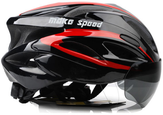 make speed 자전거 고글헬멧, 레드, 1개
