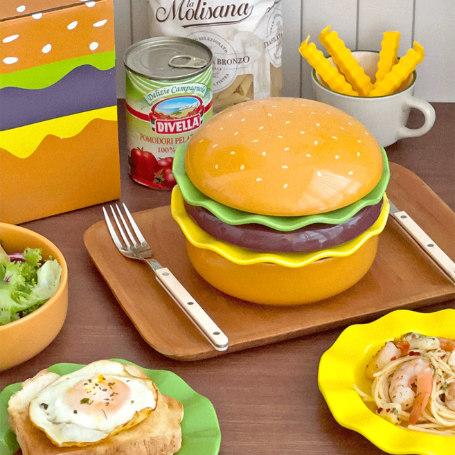 데미무드 버거온 햄버거 접시세트 집들이 선물, 1개