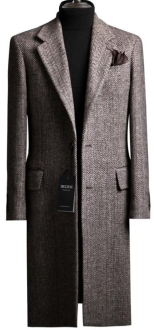 비시크 로벤트 헤링본 울 코트