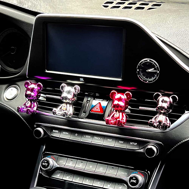 메탈크롬 차량용 방향제 차방향제 고급 명품 자동차 디퓨져 동물 곰 새차 선물 소비르, (메탈) 블랙, 블랙체리, 1개