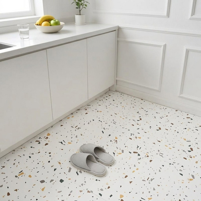 마츠리센 60cm 붙이는 대형 데코타일, 테라조 화이트, 4개