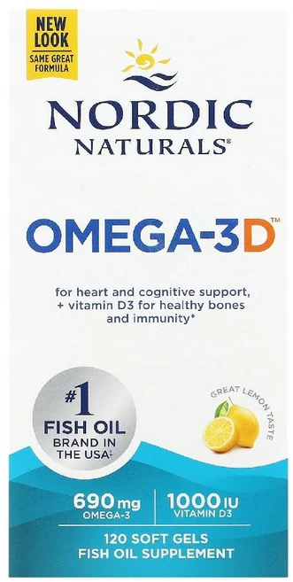 노르딕 내추럴스 Omega-3D 비타민D3 레몬 120정 1개 - 쿠팡