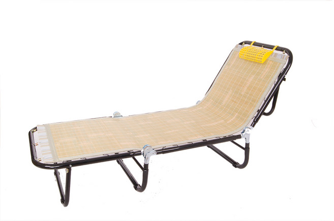 BuyJM 台灣製 三段式折疊休閒躺椅 涼席材質 五段調整 加粗鐵管, 原木色