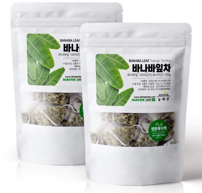 늘해찬 볶은 바나바잎차 티백 전통차 허브차 삼각티백 대용량, 2개, 50개입, 1g, 1g