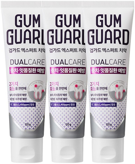 검가드 엑스퍼트 치약 120g 3개입 충치/잇몸질환 임플란트, 1개
