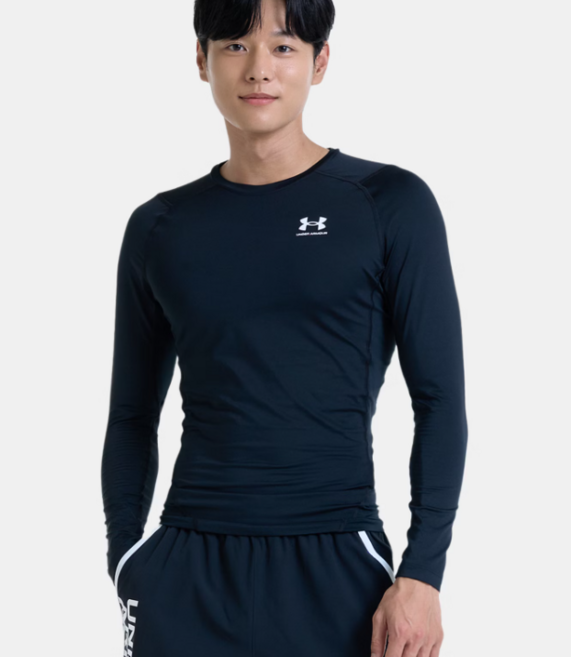 언더아머 남성용 UA Heat Gear 컴프레션 긴팔 기능성의류 헬스복 + 패션마스크
