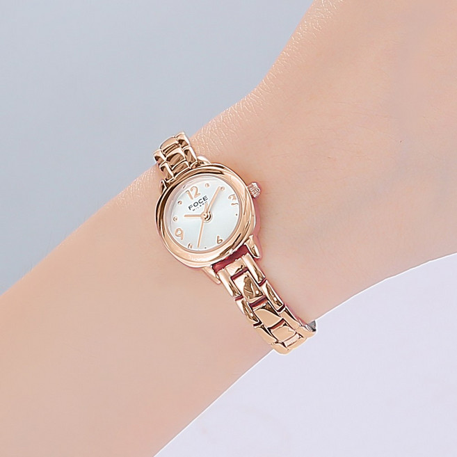 포체 여성용 미네랄 돔 방수 가죽 메탈 손목시계 FM1925