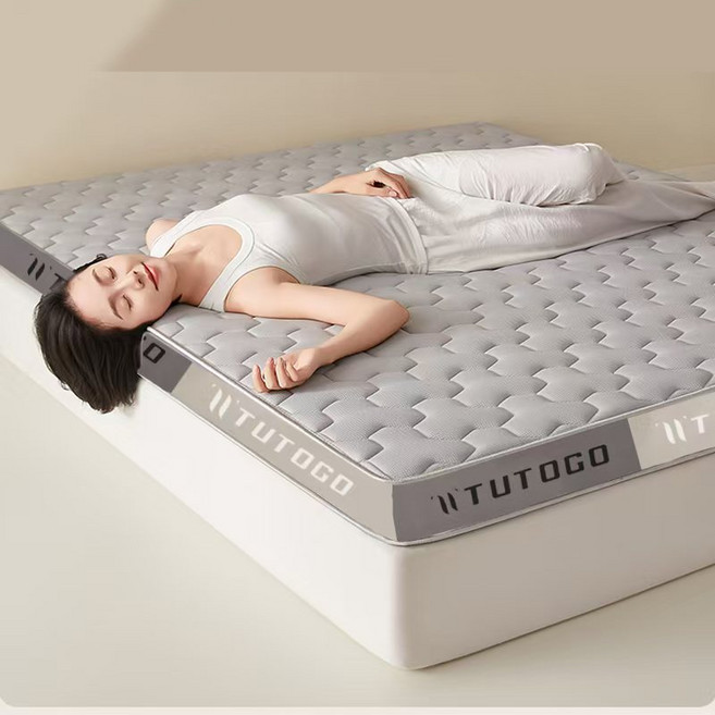 TUTOGO 高彈乳膠記憶床墊 菱格紋灰 舒適透氣可折疊 單人加大4尺 (120x186x8公分), 菱形灰, 1個
