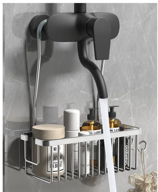 욕실 수전 수납 정리 알루미늄 선반 바구니 실버 2개, 41*12.2*38.5 × 실버 × 1개