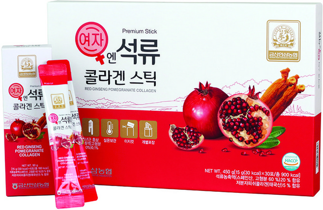 삼지원 금산인삼농협 홍삼 여자엔 석류 콜라겐 스틱 15g 30개, 60개