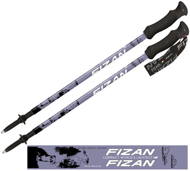 FIZAN 義大利超輕三節式健行登山杖 輕量鋁合金, 1個, 雪山紫,單支
