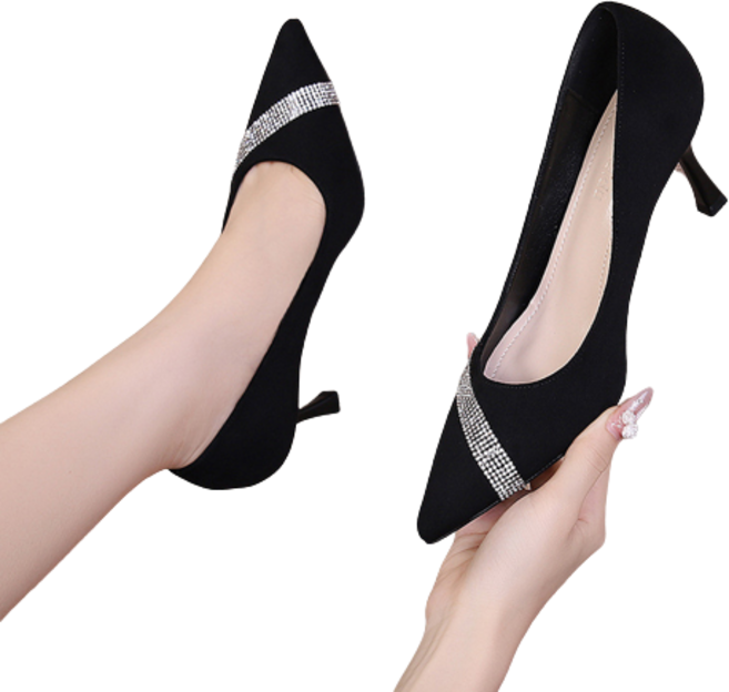 하이힐 여자 큐빅 프렌치 펌프스 스웨이드 스틸레토 스틸레토 단화 PO8955