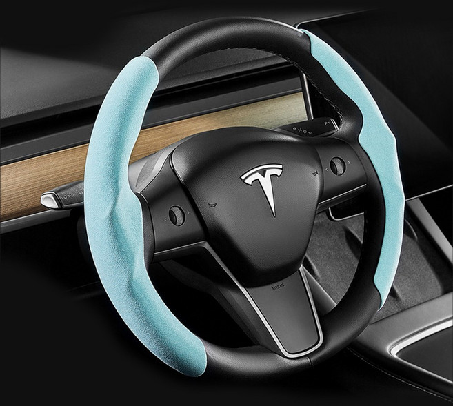 인마이카 3D 입체 슈퍼슬림 스웨이드 부분 핸들커버 370-380mm 공용, 스카이블루