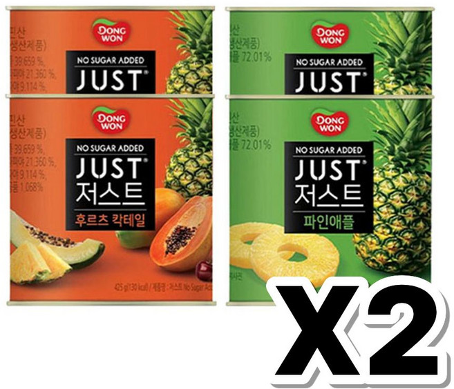 동원 저스트 노슈가 후르츠 칵테일 파인애플, 8개, 425g