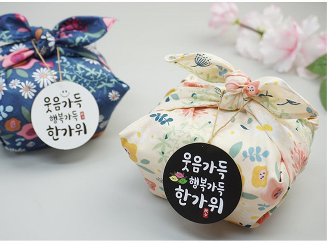 4인용 예쁜 꽃손수건 추석송편 한가위 선물포장 보자기 어린이집 유치원 단체 행사용, 1개