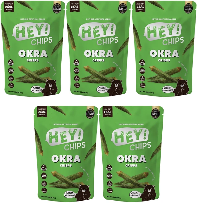 [헤이칩스] 프리미엄 야채칩 오크라칩 비건 다이어트 간식, 5개, 20g - 쿠팡