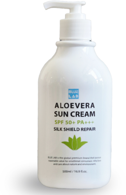 BLUE LAB 백탁없는 알로에베라 데일리 대용량 선크림 SPF 50+ PA+++, 1개, 500ml