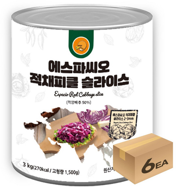 1박스) 에스파씨오 적채피클 슬라이스 3kg x 6개입, 단품, 단품