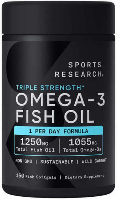스포츠리서치 트리플 스트렝스 오메가-3 1055mg 피쉬 오일 1250mg 소프트젤, 150정, 1개 - 쿠팡