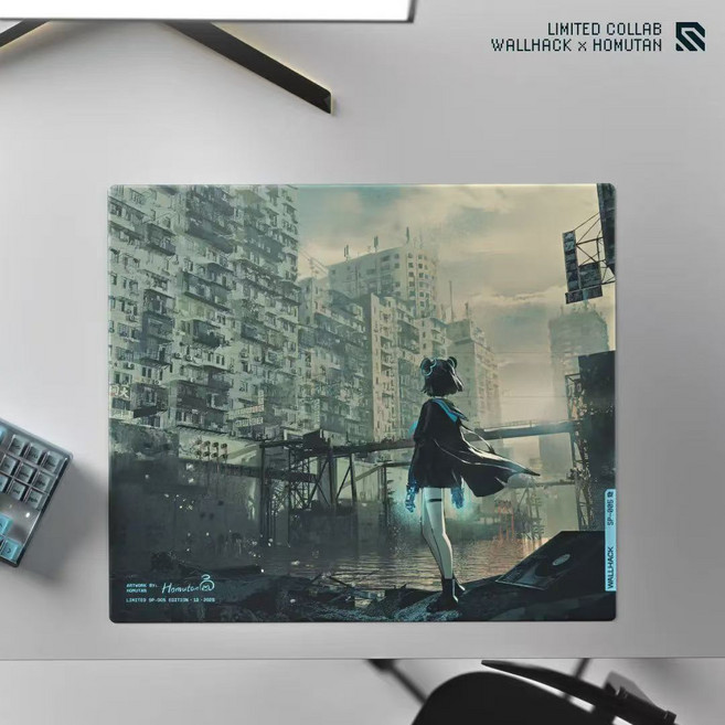 WALLHACKSP-005 Wilderness Yume 한정판 강화 유리 게이밍 마우스패드500*400mm, 1개, 흑백